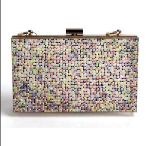 I.N.C. Arielle Rainbow Sparkle Box Clutch